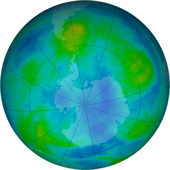Antarctic ozone map for 02 May 2002